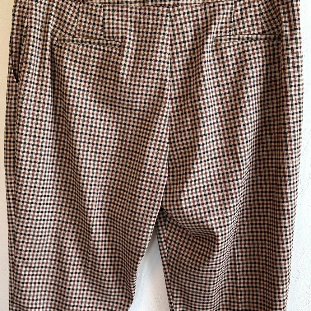 NWT Preston & York Brown Plaid Straight Leg Flattering Career Pants Sz 16
